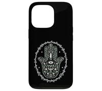 Hamsa Hand Floral Protección Ocular Simbólica Conciencia Mano Carcasa para iPhone 13 Pro