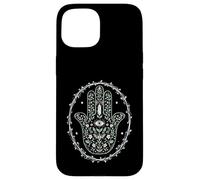 Hamsa Hand Floral Protección Ocular Simbólica Conciencia Mano Carcasa para iPhone 15