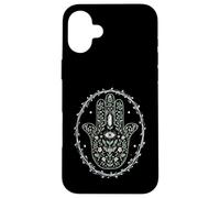 Hamsa Hand Floral Protección Ocular Simbólica Conciencia Mano Carcasa para iPhone 16 Plus