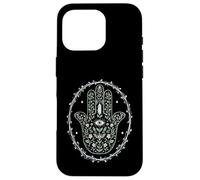 Hamsa Hand Floral Protección Ocular Simbólica Conciencia Mano Carcasa para iPhone 16 Pro