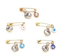 Hamsa Turco - 5 Piezas De Alfileres De Seguridad Para Cochecito De Mano, Ropa Y Sombreros, Broche Azul De Buena Suerte Y Mal De Ojo