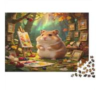 Hámster Adorable Estudio de Arte Bosque Puzzle de 1000 Piezas Puzzle para Adultos Papel Ambiente Creativo Relajante Enfoque Familiar Regalo Decorativo Hogar 38x26cm/1000pcs