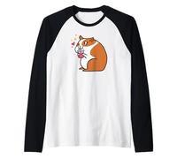 Hámster Bebiendo té de Burbujas Kawaii Lindo Divertido Camiseta Manga Raglan
