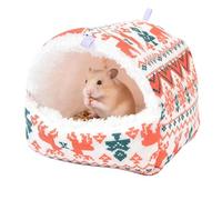 Hamster Bed - Hangable Warm Plush House for Small Animals | Semi-Enclosed Thicken Cotton Cave Bed, Ideal for Winter Bunny Chinchilla Ferret Hedgehog Mice Bird Nest Cage Use, 15x14.5x10.5cm Multicolor