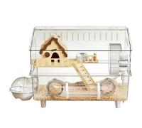 Hamster Cage Habitat, 2 Layer Clear Acrylic Enclosure, Transparent Small Pet Housing, Durable Ventilated Animal Cage | Easy Observation Play Area For Indoor Home Pet Shop Outdoor Yard Use
