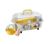 Hamster Cage Habitat, Soporte Transparente 2 con Rueda Silenciosa | Con Túnel Y Rueda Silenciosa Jaula Para Ratón 37x25x22 cm Basura Descanso Escondite Gerbo Ratón Interior