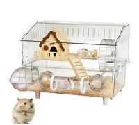 Hamster Cage Metal - Small Animal Habitats Large Stackable | 2 Tiers Hamster Cage, Acrylic Pet Habitat, Ĥamster Enclosure, For Indoor Home Observation Pet Shop Play Yard Outdoor