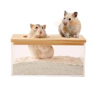 Hamster Cage Sand Container, Transparent Sand Box for Pet Hamsters Cages, Small Animals Toilet Gerbil Bathroom with Ladder for Bedroom, Living Room