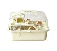Hamster Cage | with Running Wheel Clear Carrier | 12-Inch Hamster Bedding Box Mouse Habitat | See-Through Transparent Exercise Toy Tank Hut Luxury Villa Enclosure For Pet
