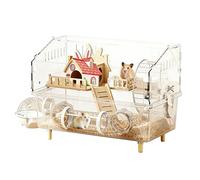 Hamster Cages,2-Tier House with Running Exercise Wheel Water Bottle Bathroom for Hamster - Chinchilla Small Animal - Activity Rest Sleeping Play