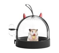 Hamster Carrier, 7.17x7.17x6.22 Inches Small Animal Travel Container, 180° Side Revolving Door, Black/Purple Portable Cage for Gerbil, Hedgehog and Mice