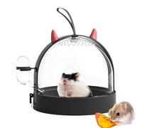 Hamster Carrier, Small Animal Carry Container, 18.2x15.8cm Adorable Side Revolving Door, Portable Hamster Travel Cage, Ventilated Pet Carrier for Gerbil, Hedgehog, Mice