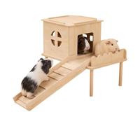 Hamster Castle, Wooden Double Layer Climbing With Ladder, Pet Hamster Habit