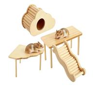 Hamster Cave - Wooden Climbing Ramp Toy, Cloud Shape Small Animal Habitat, Habitat Decor Set with Nest & Ladder | For Indoor Outdoor Gerbil Ferret Chinchilla Guinea Pig