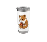 Hamster Comiendo Pepperoni Pizza - Cute Fast Food Pet Vaso térmico de acero inoxidable de doble pared