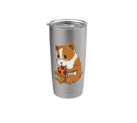 Hamster Comiendo Pepperoni Pizza - Cute Fast Food Pet Vaso térmico de acero inoxidable de doble pared