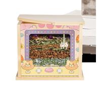 Hamster Dig Box, Small Pet Shelter, 7.48x5.91x6.38 Inches Visible Design Habitat Decor, Compact Activity Enrichment Cage Accessories for Hedgehog, Squirrel, Chinchilla, Mice Play
