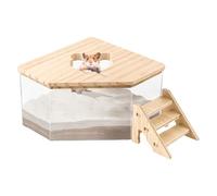 Hamster Dust Bath Box - Pet Cage Clear Box Hamsters Sand Bathtub - Small Animals Toilet Gerbil Bathroom with Ladder for Bedroom, Living Room