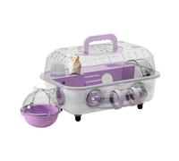 Hamster Enclosure - 2-Layer Detachable Transparent Carrier - with Tunnel and Silent Wheel 14.57x9.84x8.66in Mouse Cage for Pet Mice | for Small Animal Dwarf Gerbil Exercise Sleeping Resting Hiding See