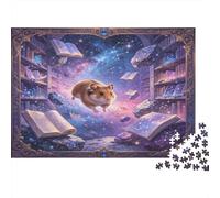 Hámster Fantasía Puzzle de 1000 Piezas Cartón Puzzle para Adultos Biblioteca Estrellada Fantástica Relajante Decoración Hogar 38x26cm/1000pcs