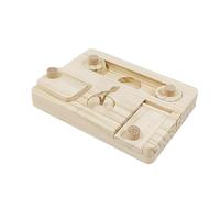 Hamster Foraging Toy, Wooden Hamster Treat Dispenser, Educational Hide Seek Puzzle Snuffle Game, Small Animal Chew Toys for Cage, Playpen, Habitat 7.09x5.12x0.91 Inch