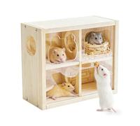 Hamster Habitat | Double-Decker Enrichment Multi-Chamber - 24.5x20x11cm Dwarf Hamster Home Mouse Habitat - Tunnel-Connected For Enclosure Climbing Running Play Small Animals Chinchilla Hedgehog