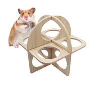 Hámster Hide, accesorios de jaula de madera para mascotas, hábitat de 5.12 x 3.74 x 3.15 pulgadas con anillo de fitness, juguetes de fitness para descansar, dormir, jugar, uso en viajes en interiores