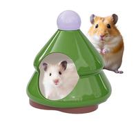 Hamster Hideouts, Pine Tree-Shaped Shelter, 5.51x5.51x6.3 Inches Height Waterproof Stable Cave, Small Animal Bed for Dwarf, Hamsters, Squirrels, Chinchillas, Green