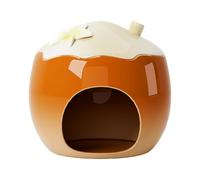 Hamster House Bed, Ceramic Cooling Nest Hideouts, Small Animal Chill Habitat Breathable, Easy to Clean, Perfect for Hamsters, Squirrels, Lemmings, Hedgehogs, and Chinchillas, 14.8x14.8x13cm Ceramic