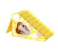 Hamster House Cheese Shape - Small Animal Cage Ladder, Anti Slip Climbing Ramp, Yellow Aesthetics Theme, Double Level Nesting Foraging Habitat, Landscape Decor Accessory for Mice Nesting