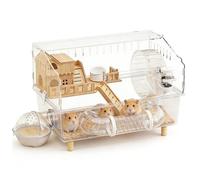 Hamster House, Clear Acrylic, 17.71x11.81x13 Inches Habitat with Hedgehog Cage Design, Small Animal Accessories for Chinchilla Guinea Pig Gerbil Rest Sleeping Play, Best Pet Shelter for Family Use