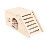 Hamster House, Escape-Proof Wooden Mice Cage, Wood Material, Climbing Ladder, Interactive Boredom Toys, Foraging, Rest & Play Exercise, Ideal Small Pet Habitat, Resistant Wooden