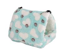 Hamster House - Hamster House - Cama suave y cálida para roedores, hamaca impresa para ratas, accesorios de conejillo de indias de algodón para animales pequeños (azul, S)