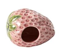Hamster House, Strawberry Habitat Bed, Ceramic Pet Hideouts | Small Animal Hideaway, Aquarium Cave, Reptile Shelter for Betta Shrimp Frog Bearded Dragon Cichlid Gerbil Hermit Crab Tank