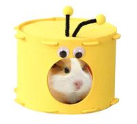 Hamster House Wable House, Enano Hamster Cave Cozy Cave,Cama de Chinchilla en forma de abeja para jaula - Pequeños animales que esconden la cabaña de cuatro estaciones de ratón enano, nido caliente de