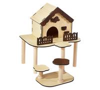Hamster House, Wooden Cage Decor, Standing Habitat Accessory, Cozy Bed with Exploration Space, Natural Enrichment Design, Ideal for Breeding, Sleeping, Indoor Play, Hamsters, Gerbils, Mice