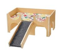 Hamster House, Wooden Small Animal House, 2 Layer Pet Habitat, with Stairs, 9.33x14.96x7.09inch, Hide out for Hedgehogs, Hamsters, Guinea Pigs, Bunnies, Exercise and Activity Space