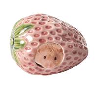 Hamster Hut - Ceramic Strawberry Design, Habitat Bed, Small Pet Hideaway, | Small Animal Shelter - Retreat for Hamsters | Ceramic Material, Berry Shape, Resting Cave, Habitat Accessory