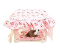 Hamster Hut House, Small Animal Habitat, Soft Tassel Entrance, Cozy Bedding Shelter, Enclosed Warm Design, Ideal for Mice Playrooms, Bunny Bedrooms and Indoor Comfort, 9.65x9.65x7.68 Inches