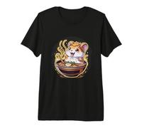 Hámster Kawaii de Dibujos Animados con Sopa de Fideos Ramen Camiseta Premium