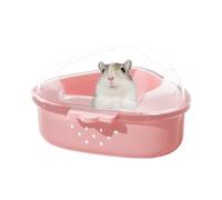 Hamster Litter Box - Transparent Top Large Dust Bath, Small Animal Bedding, Toilet Grooming and Hiding Space, Comfortable Sleeping Area | Hamster Box For Lemming Gerbil Playground