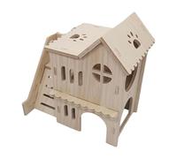 Hamster Maze House, Double-Decker Hut, Wooden Habitat with Climbing Ladder, Gerbil Shelter with Enlarged Space, 6.69x4.53x6.69 Inches Small Animal Accessory, Cage Furniture for Indoor Play and Rest