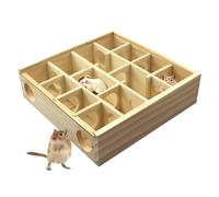 Hamster Maze Toy - Wood Glass 25x25x7cm | Natural Wooden Hamster Maze Tunnel with Glass Cover, Interactive Small Pet Toy | Intelligent Hamsters House Mazes For Gerbil Mouse Mice Play