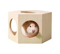 Hamster Out, Wooden Small Animal Shelter, Habitat Cage Accessory, Decorative Maze Design, 6.3x5.51x3.94 Inches, Ideal Mice, Chinchillas, Enhances Pet Environment and Playtime