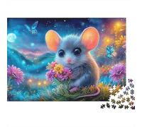 Hamster País de Las Maravillas 1000 Pieces Premium Cardstock Ratón Starry Art Jigsaw Puzzle Adults Educational Challenge Wall Decor Great Gift for Men Women Family Friends 52x38cm/1000pcs