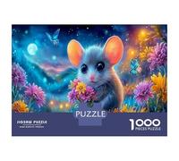 Hamster País de Las Maravillas 1000 Piezas Tiny Ratón in Colorful Flower Field Rompecabezas De Obra De Arte Juguetes Rompecabezas De Juego Toda La Familia Regalos 52x38cm/1000pcs