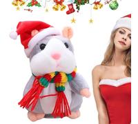 Hámster parlante juguete interactivo | Peluche animal con grabación de voz | Muñeca suave movimiento cabeza automática sombrero y bufanda | Herramienta educativa para familias cumpleaños Navidad