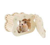 Hámster - Pino + hardware, 6.1 x 4.3 x 4.13 pulgadas, diseño de laberinto de hámster, hámsteres de madera, refugio pequeño para hámsters, osos dorados, jerbos, conejos, uso doméstico