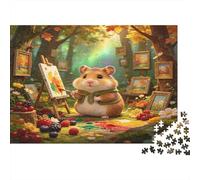 Hámster Pintor del Bosque Puzzle de 1000 Piezas para Adultos Papel Juego de Puzzle 1000 Piezas Ilustración Artística Decoración Hogar 52x38cm/1000pcs