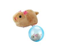 Hamster Rollspielzeug, aus weicher Plüschkörper & Rollkugel, Hamsterfigur mit Kugel, passend fuer Nager, Einsatz: Bewegung, Spiel & Lernübung, Haustier Zubehör Alltag Reise Pflege